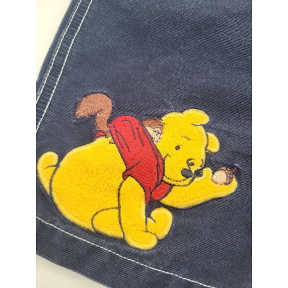VTG Winnie the Pooh Kids 2T Overalls 100 Acre Woods Camp Woodsy Friends Applique